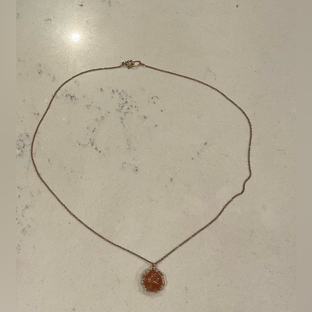 Anthropologie Gold Tone Necklace with Gemstone Pendant